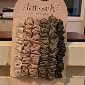 KITSCH  Satin Earthtone Scrunchie Set Of 6 Gift Idea
